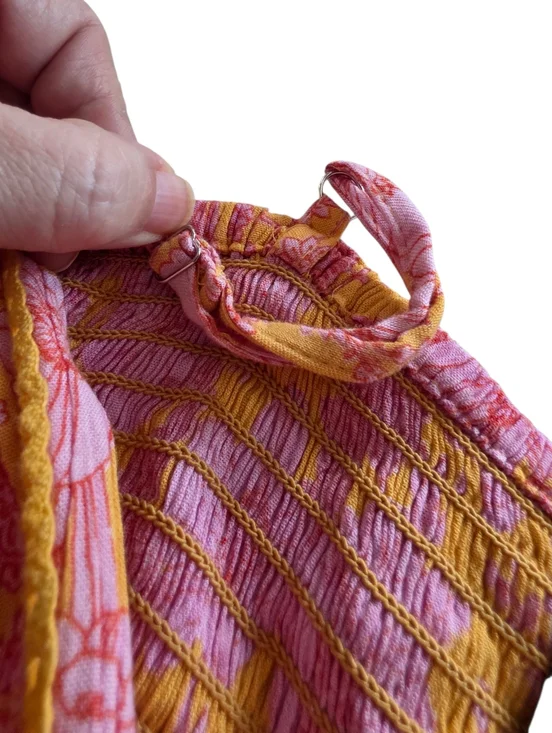 Angie Pink and Orange Floral Maxi Dress with Twist Bodice Size Medium - Picture 6 of 9